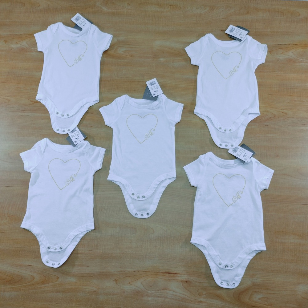 Grayson Mini White Baby‎ Girl Bodysuit Heart BFFs Outfit Size 0-3M